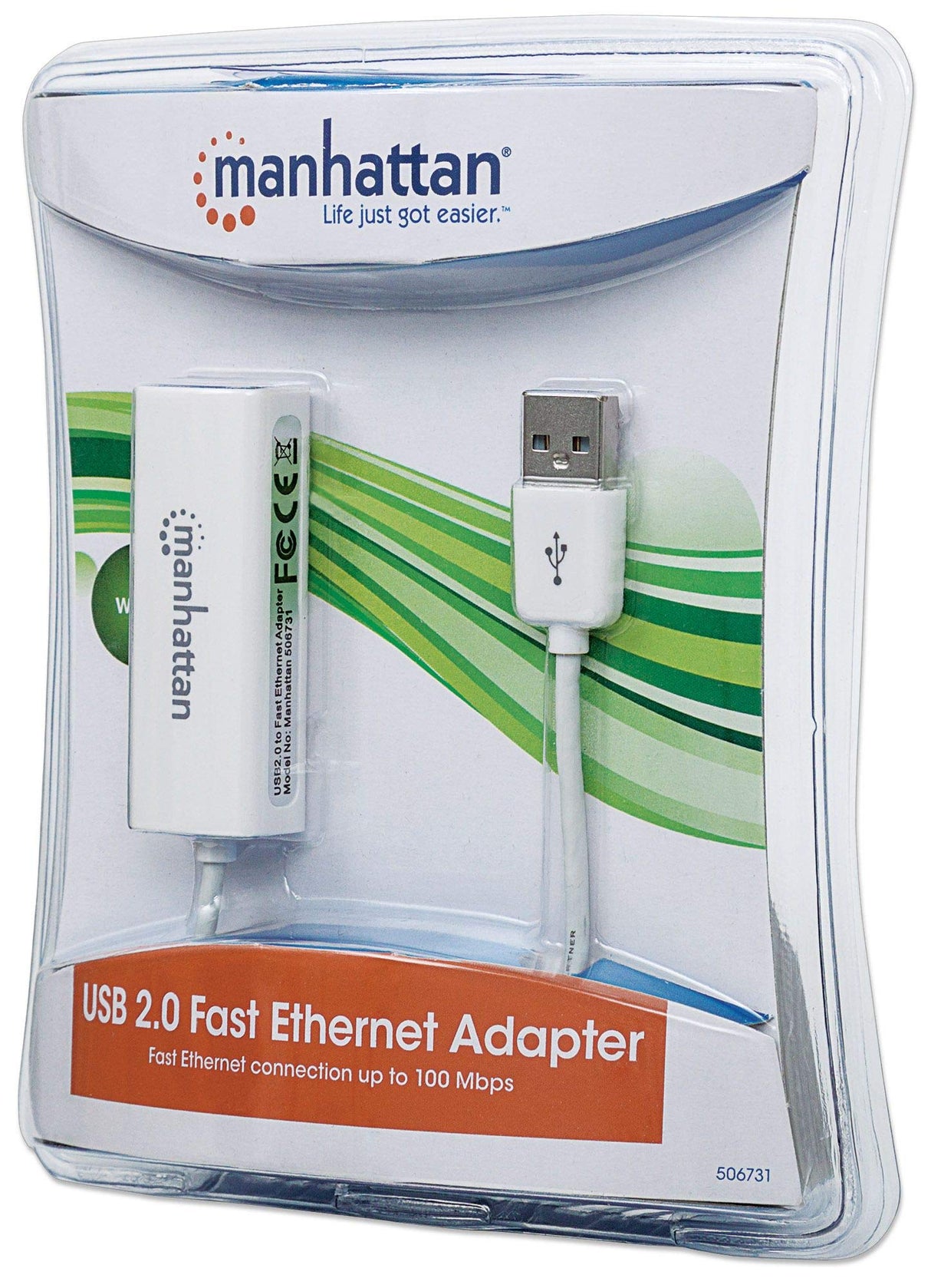 Adaptador Manhattan Fast Ethernet Usb 2.0 Alta Velocidad 10/100 Color Blanco - 506731 FullOffice.com