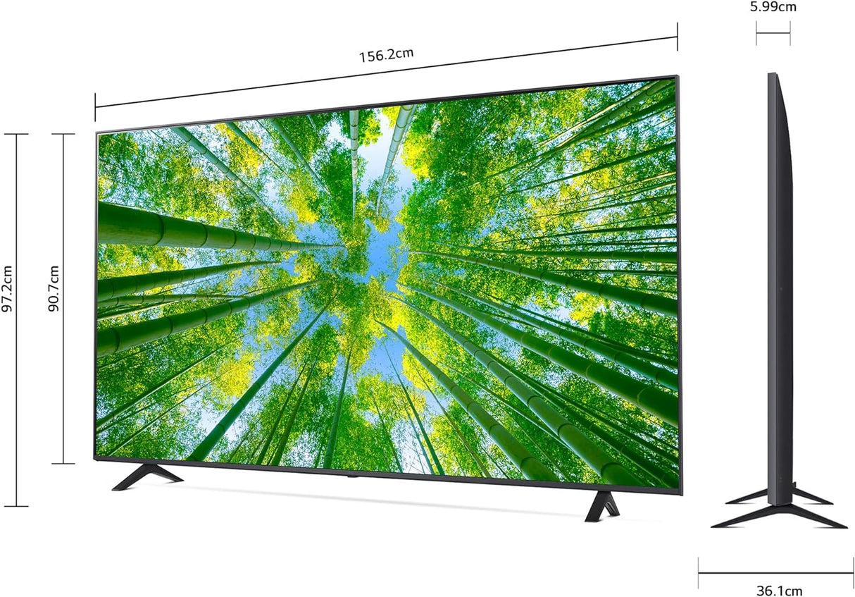 Televisión SmartTV LG 70'' LED UHD AI ThinQ UQ8050, Resolución 3840 X 2160 , 4K Ultra HD, Negro - 70UQ8050PSB