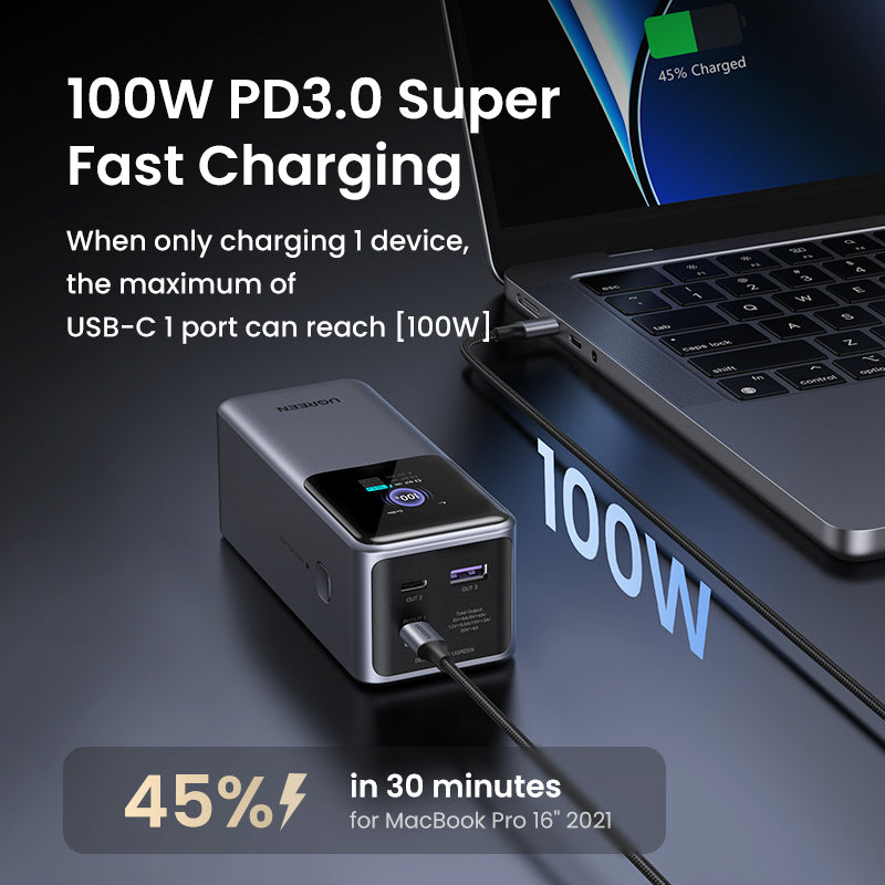 Ugreen 20000mAh 130W Fast Charging Powerbank Litio Gris