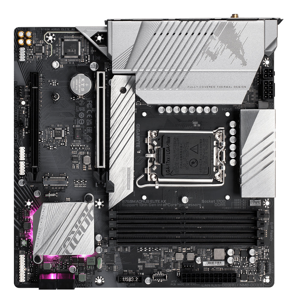 GIGABYTE B760M AORUS ELITE AX Placa Base - Compatible con procesadores Intel Core de 14ª generación, VRM digital de 12*+