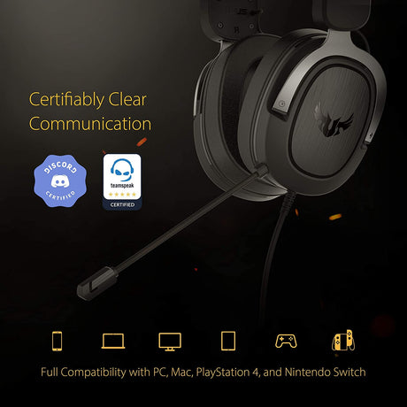 Diadema Asus Tuf Gaming H3/Almohadillas Viscoelasticas/Microfono/Cable/Unidireccional/Gamer FullOffice.com