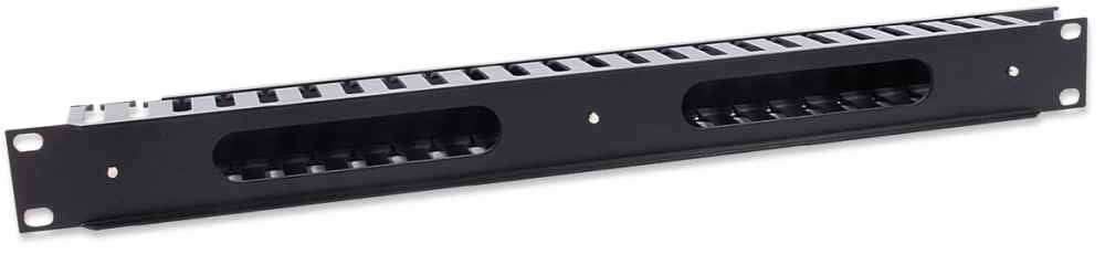 Intellinet Organizador Horizontal 19", 1U, (Metal) Rack Panel de gestión de cables Negro 500 g