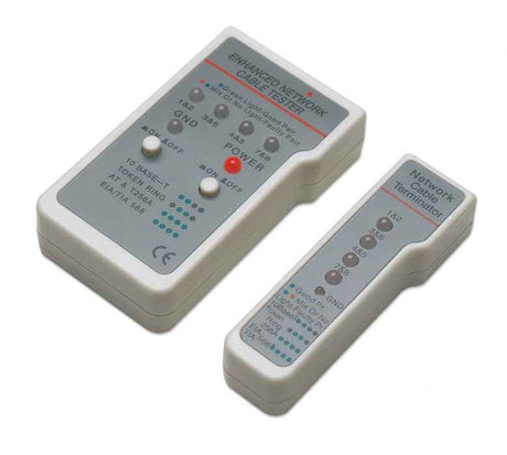 Intellinet Probador de Cables Multifuncional Cable Comprobador de cables UTP/STP RJ-11, RJ-45 Gris, Blanco Poder, Si