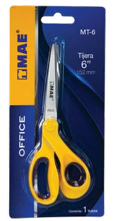 MAE MT-6 tijera de escritorio y manualidades Universal Corte recto Amarillo