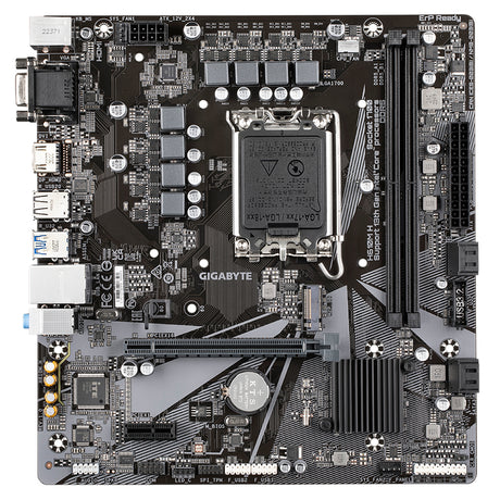 GIGABYTE H610M H Placa base - Soporta CPUs Intel Core de 14ª generación, VRM digital híbrido 6+1+1, hasta 5600MHz DDR4 (OC), 1xPCIe 3.0 M.2, LAN GbE, USB 3.2 Gen 1 placas base Intel LGA 1700 LGA 1700 64 GB