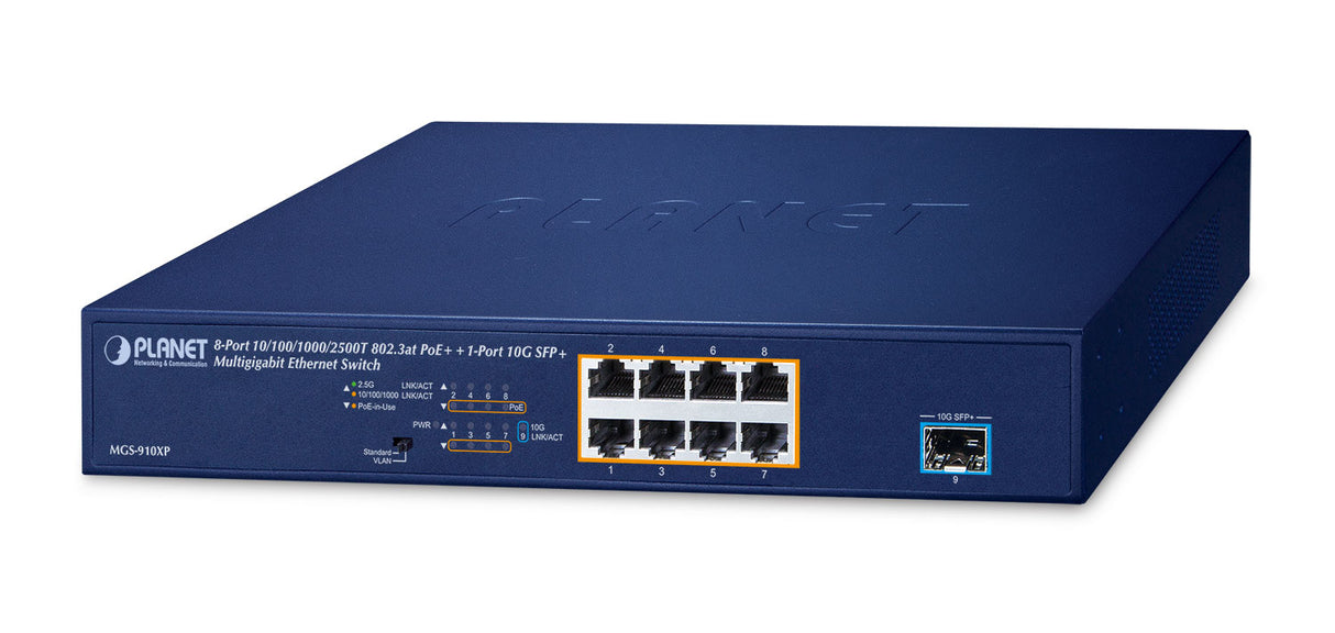 PLANET MGS-910XP switch No administrado 2.5G Ethernet (100/1000/2500) Energía sobre Ethernet (PoE) A