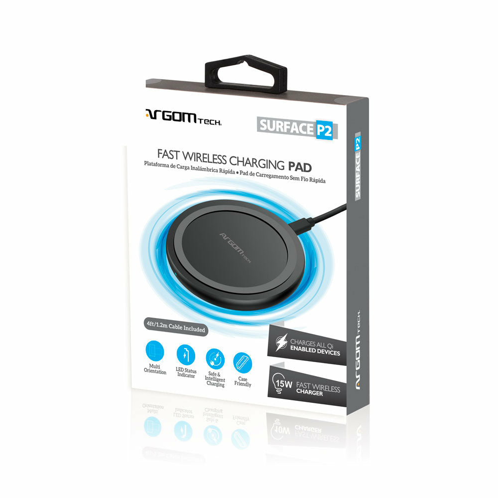 ArgomTech ARG-AC-0131BK cargador de dispositivo móvil Smartphone Negro USB Cargador inalámbrico Carg