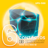 NO BREAK VORAGO UPS-500 1,500 VA 900W 20-25 MIN 6 CONTACTOS