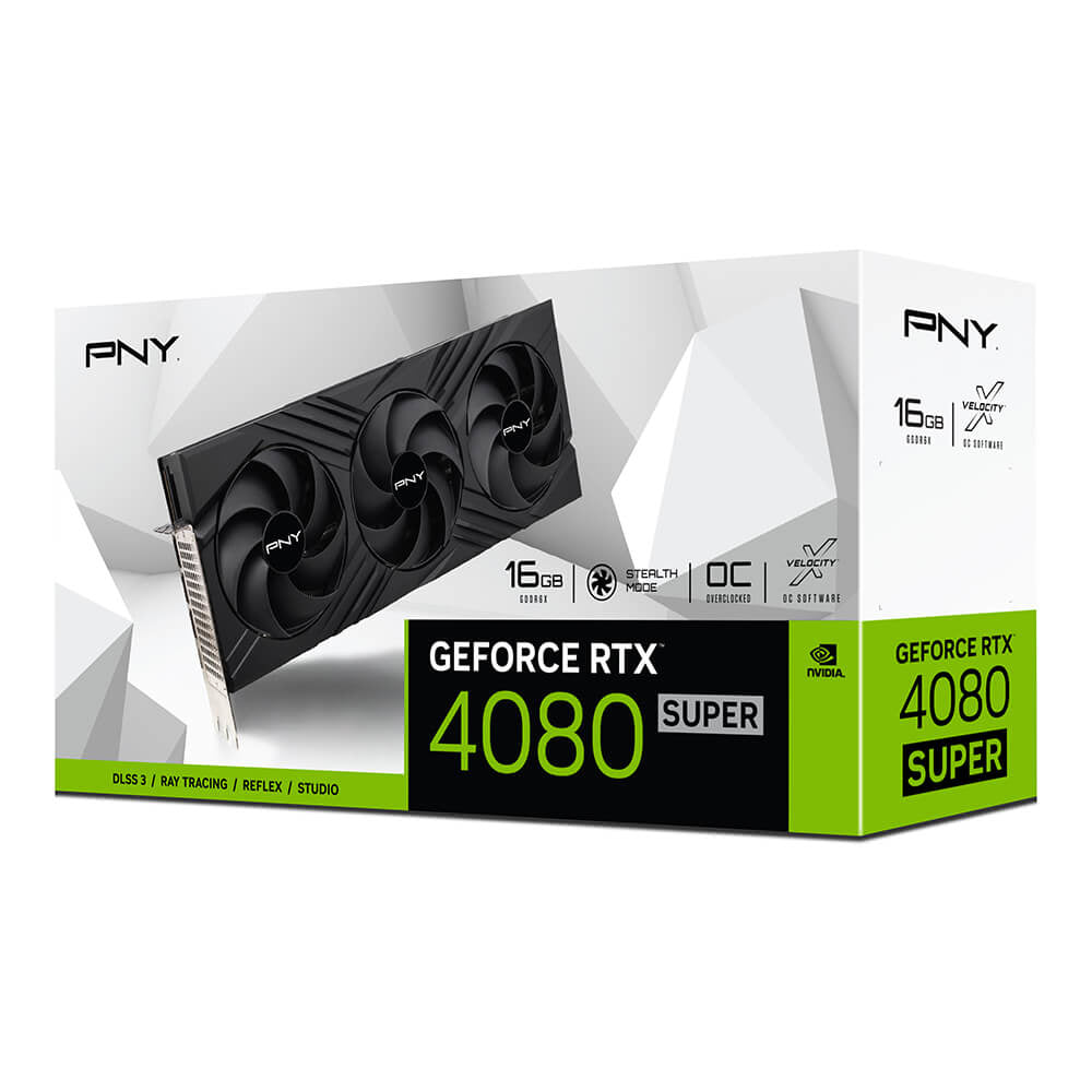 PNY GeForce RTX™ 4080 SUPER 16GB OC LED TF NVIDIA GeForce RTX 4080 SUPER GDDR6X, 256 Bit, 7680 x 4320 Pixeles, PCI Expre