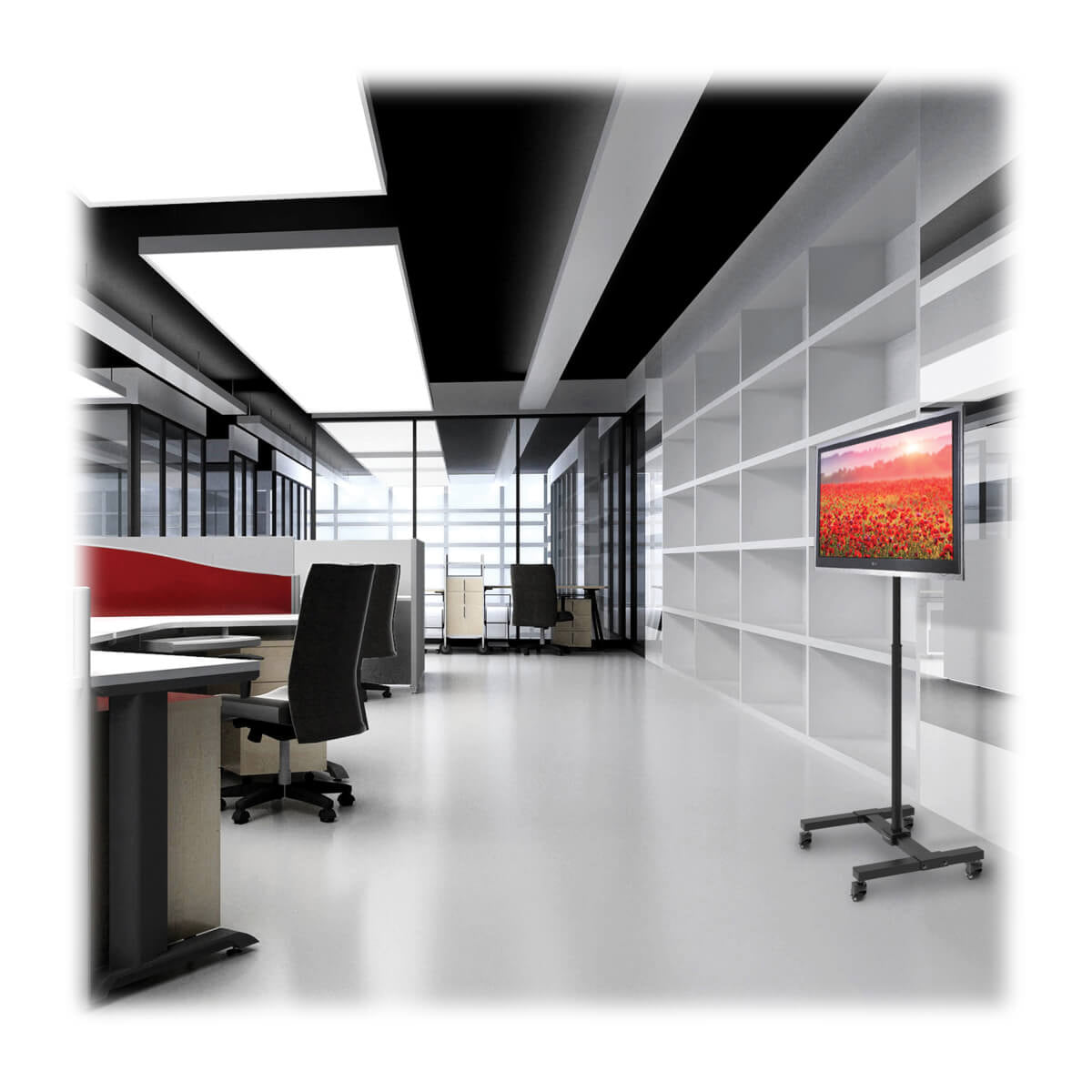 Tripp Lite DMC1342S Soporte Móvil para TV - Altura Ajustable, TVs y Monitores de 13" a 42", Ruedas con Freno, Negro