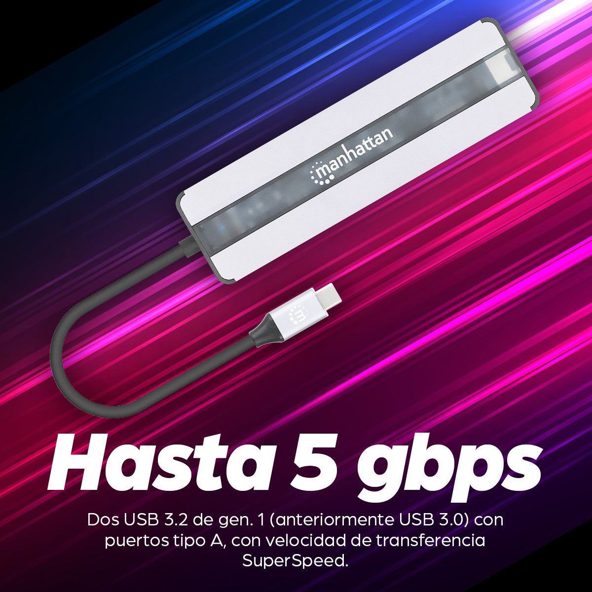 Manhattan 153928 Laptop Alámbrico USB 3.2 Gen 1 (3.1 Gen 1) Type-C 2 1