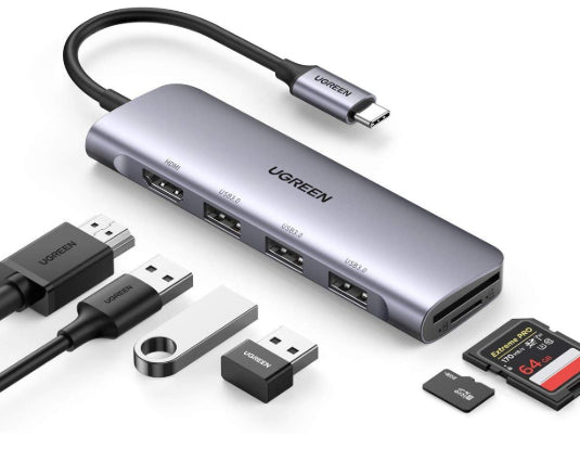 Ugreen 20956A hub de interfaz USB Tipo C 5000 Mbit/s Plata