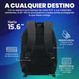 MOCHILA VORAGO BP-402 EXPANDIBLE PARA LAPTOP 15.6" NEGRA USB