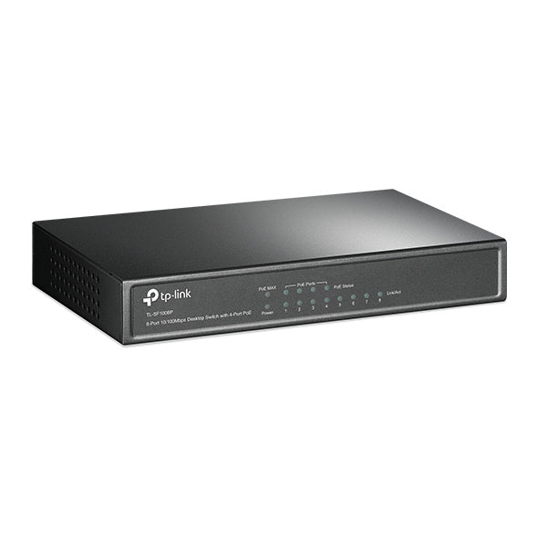 Switch TP-Link 8 Puertos Fast Ethernet con 4 Puertos PoE, 57W, TL-SF1008P