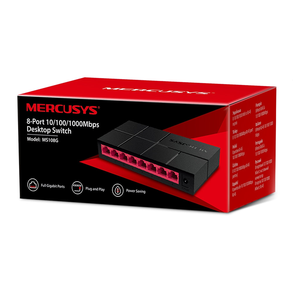 Switch TP-Link de Escritorio 8 Puertos Gigabit 10/100/1000Mbps Compacto con Fuente de Alimentación Integrada