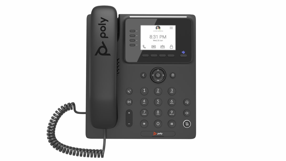 HP Poly 848Z7AAÑAC3 - HP Poly Teléfono multimedia empresarial Poly CCX 350 para Microsoft Teams y habilitado para alimentación a través de Ethernet (PoE)