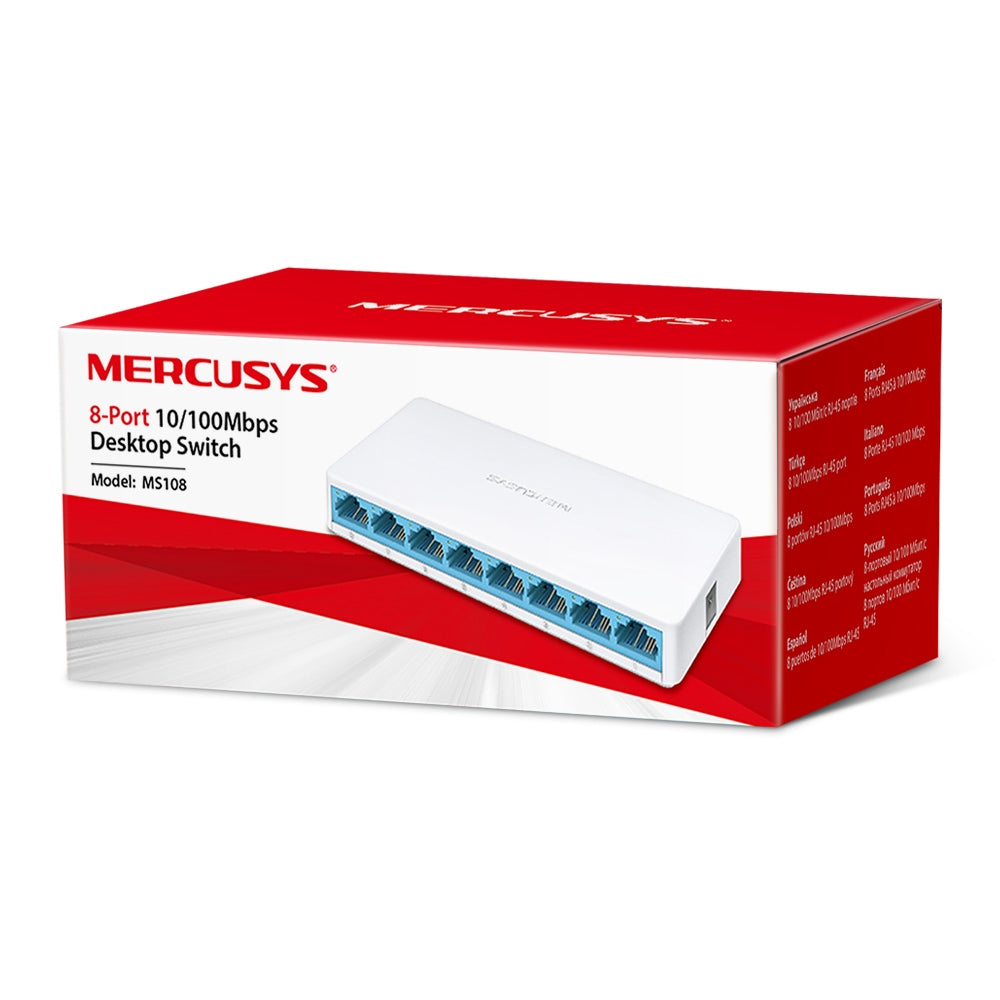 Switch TP-LINK 8 Puertos Mercusy/MS108 Gigabit Ethernet 10/100/1000Mbps, Montaje en Rack, Plug and Play