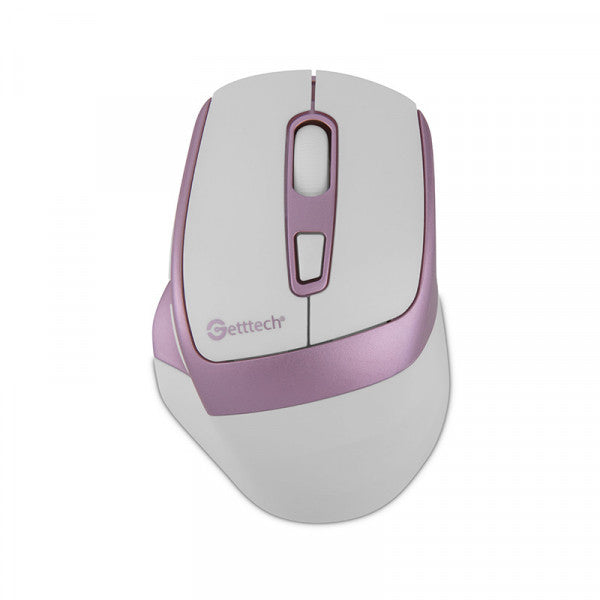 Getttech GGM-STDBW-01-PK ratón Oficina Diestro RF inalámbrico + bluetooth 7200 DPI, Rosa, Blanco