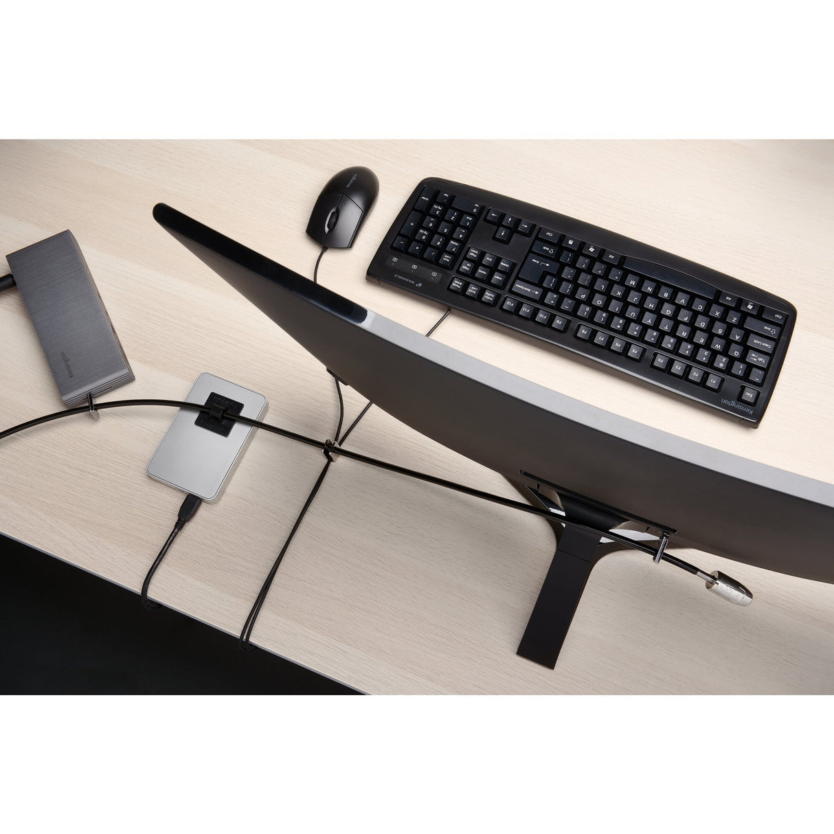 Kensington Cabndado de Seguridad para Computadora de Escritorio y Perifericos, Llave, Acero al carbón, Negro