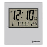 Steren CLK-305 despertador Reloj despertador digital Plata, Rectángulo, LCD, Batería