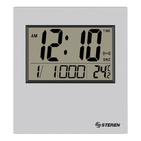 Steren CLK-305 despertador Reloj despertador digital Plata, Rectángulo, LCD, Batería