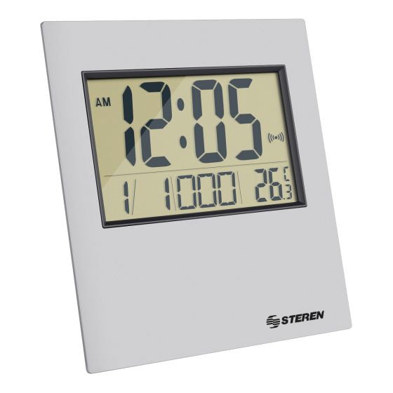 Steren CLK-305 despertador Reloj despertador digital Plata, Rectángulo, LCD, Batería