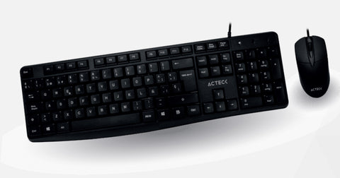 KIT ACTECK MK210 TECLADO ESTANDAR / MOUSE ALAMBRICO USB NEGRO AC-928984