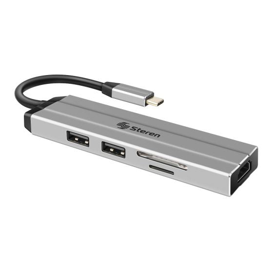 Steren USB-4740 base para portátil y replicador de puertos USB 2.0 Type-C Plata