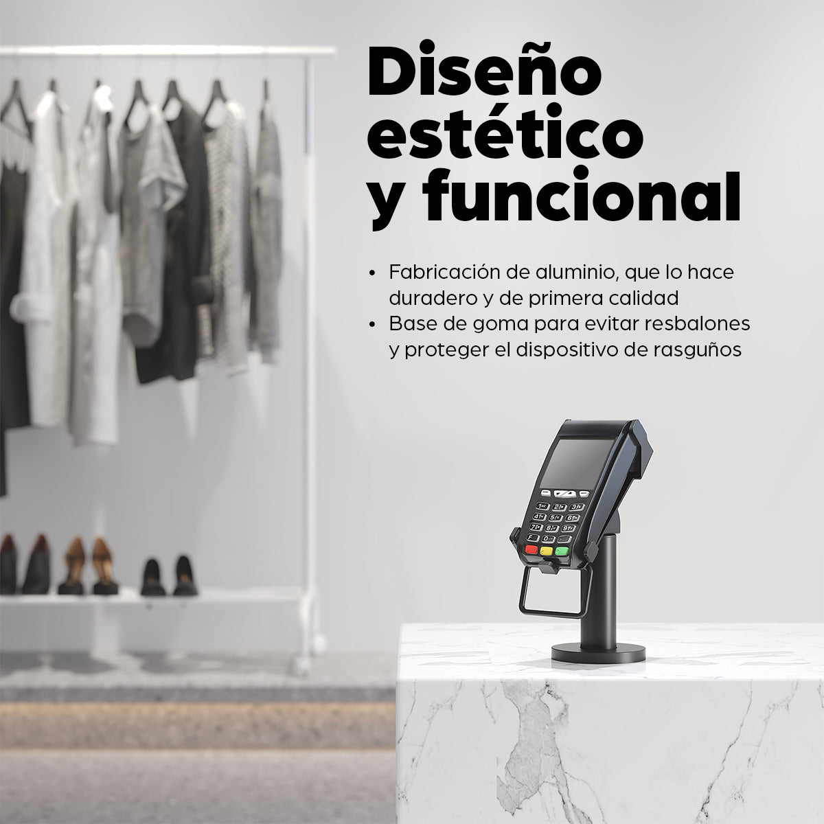 Manhattan Soporte para Terminal de Punto de Venta VeriFone® VX 520 (para terminal de tarjeta de crédito) soportes Soporte activo para teléfono móvil Terminal Interior Aluminio, Plástico, Acero