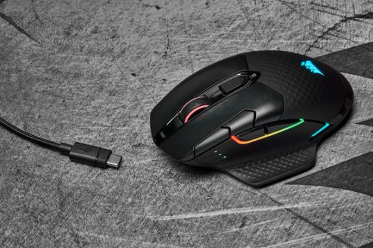 Corsair Dark Core RGB Pro ratón Juego mano derecha RF Wireless + Bluetooth + USB Type-A Óptico 18000