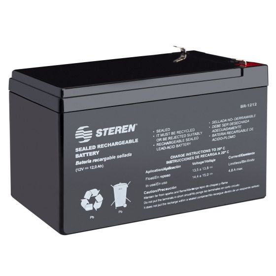 Steren BR-1212 batería recargable industrial Sealed Lead Acid (VRLA) 12000 mAh 12 V, Negro, 1 pieza(s)