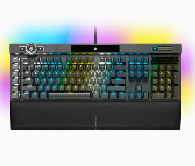 Corsair K100 RGB teclado Juego USB QWERTY Inglés de EE.UU. Negro, Alámbrico, Interruptor mecánico, LED RGB