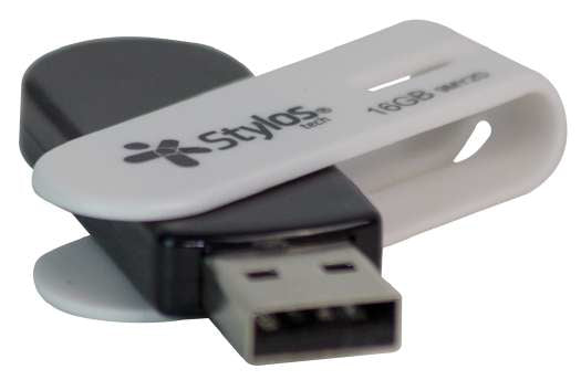 MEMORIA STYLOS FLASH 16GB GIRATORIA PLASTICO BLANCA 2.0