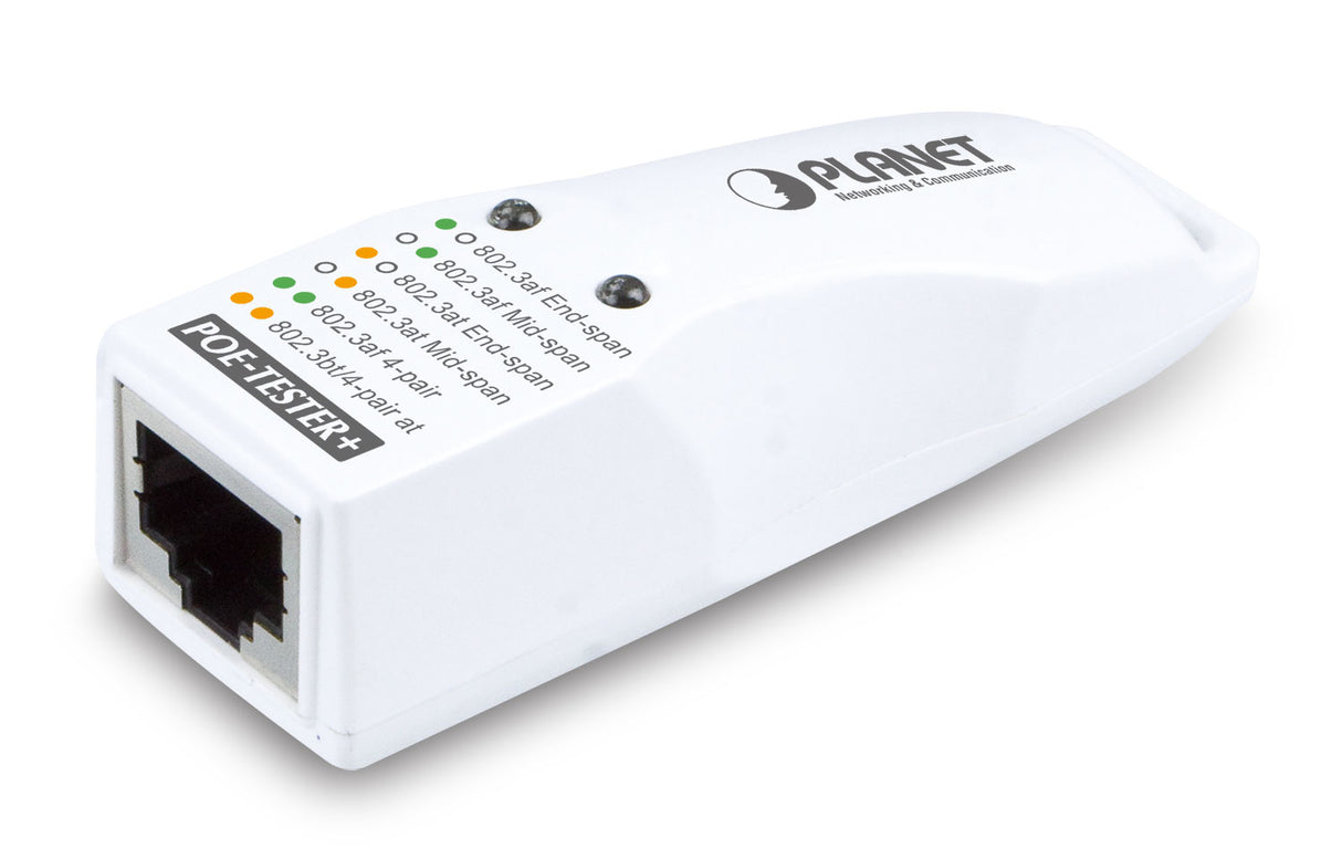 PLANET IEEE802.3bt/at/af POE Tester Comprobador de alimentación PoE Blanco