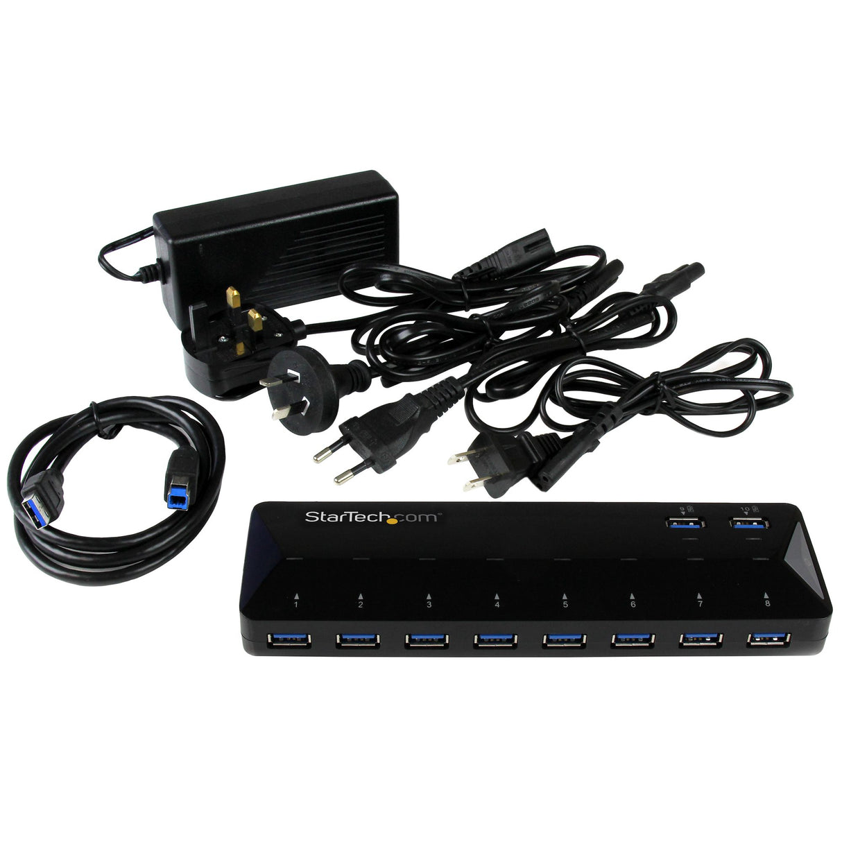 StarTech.com Concentrador USB 3.0 (5Gbps) de 10 Puertos - Ladrón con Puertos de Carga y Sincronización - Hub con 2 Puertos de 1,5A hubs de interfaz USB 3.2 Gen 1 (3.1 Gen 1) Type-B USB 3.2 Gen 1 (3.1 Gen 1) Type-A 10 10