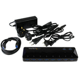 StarTech.com Concentrador USB 3.0 (5Gbps) de 10 Puertos - Ladrón con Puertos de Carga y Sincronización - Hub con 2 Puertos de 1,5A hubs de interfaz USB 3.2 Gen 1 (3.1 Gen 1) Type-B USB 3.2 Gen 1 (3.1 Gen 1) Type-A 10 10