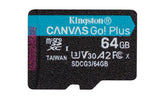 Kingston Technology Canvas Go! Plus Tarjeta microSDXC Canvas Go Plus 170R A2 U3 V30 de 64 GB con ADP Memoria Flash 64 GB MicroSD 170 MB/s 70 MB/s