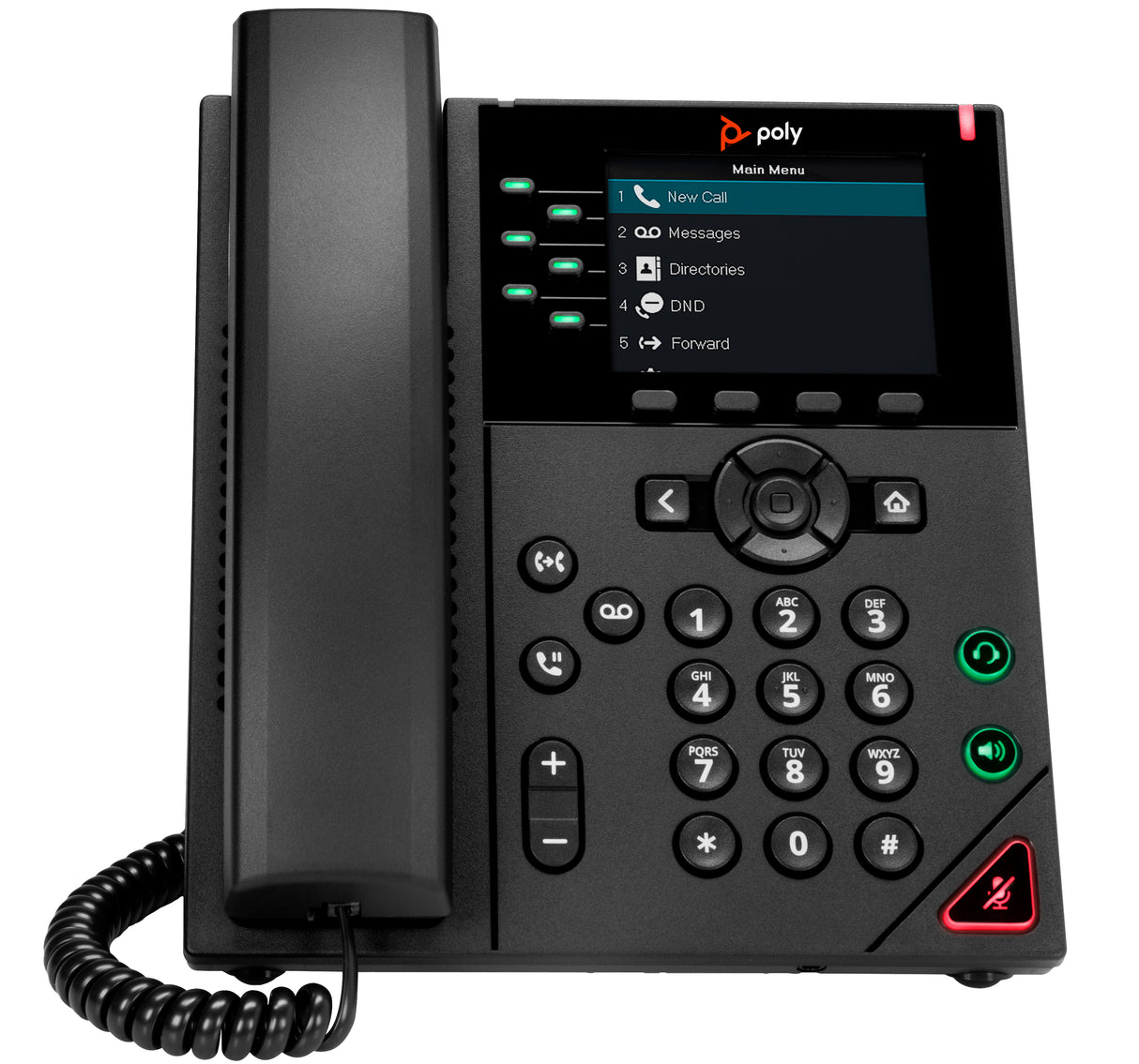 HP Poly Teléfono IP Poly VVX 350 de 6 líneas y habilitado para alimentación a través de Ethernet (PoE) teléfonos ip Teléfono IP Terminal con conexión por cable Negro 6 líneas