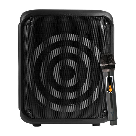 BAFLE VORAGO KSP-350 NEGRO 8" 30WATTS RMS TECNOLOGÍA DSP / USB / MSD/ 3.5MM /  RECARGABLE / TWS BT 5HRS CARGA USB TIPO C