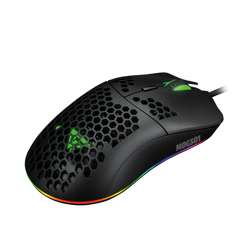 MOUSE VORAGO GAME FACTOR MOG501 OPTICO 6200 DPI 7 BOTONES ULTRALIGHT RGB
