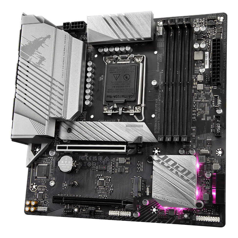 GIGABYTE B760M AORUS ELITE AX Placa Base - Compatible con procesadores Intel Core de 14ª generación, VRM digital de 12*+