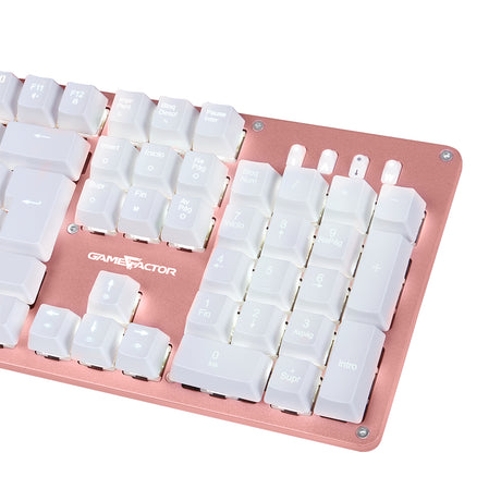 TECLADO MECANICO GAME FACTOR LUZ BLANCA/SWT RED/USB/ROSA KBG400-PK-RD