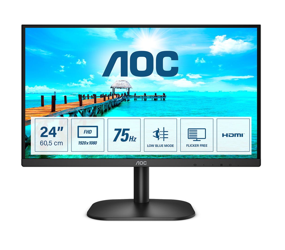 AOC B2 24B2XHM pantalla para PC 60,5 cm (23.8") 1920 x 1080 Pixeles Full HD LCD Negro