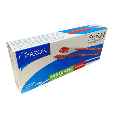 Azor 6830RO bolígrafo Rojo Fino 12 pieza(s)