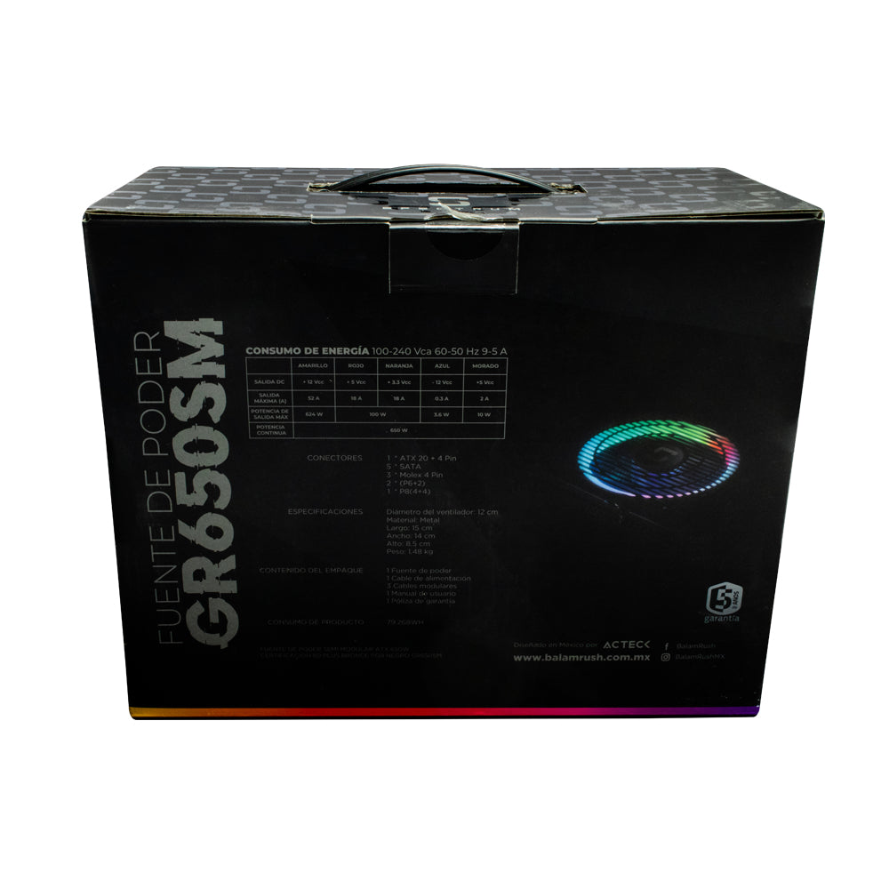 Balam Rush GR 650W unidad de fuente de alimentación 20+4 pin ATX ATX Negro