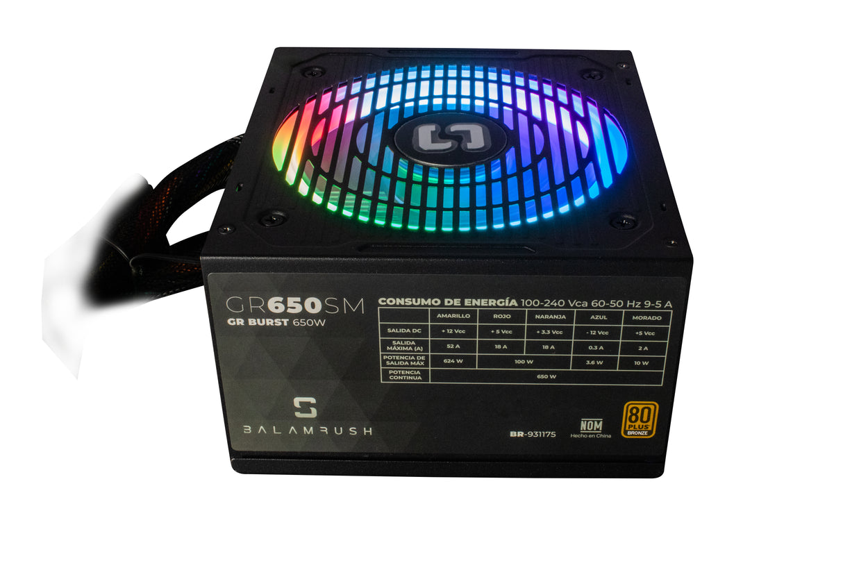 Balam Rush GR 650W unidad de fuente de alimentación 20+4 pin ATX ATX Negro, 100 - 240 V, 100 W, 624 W