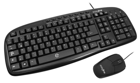 Easy Line Kit de teclado y mouse - Negro, 1000 DPI Teclados Universal Alámbrico USB