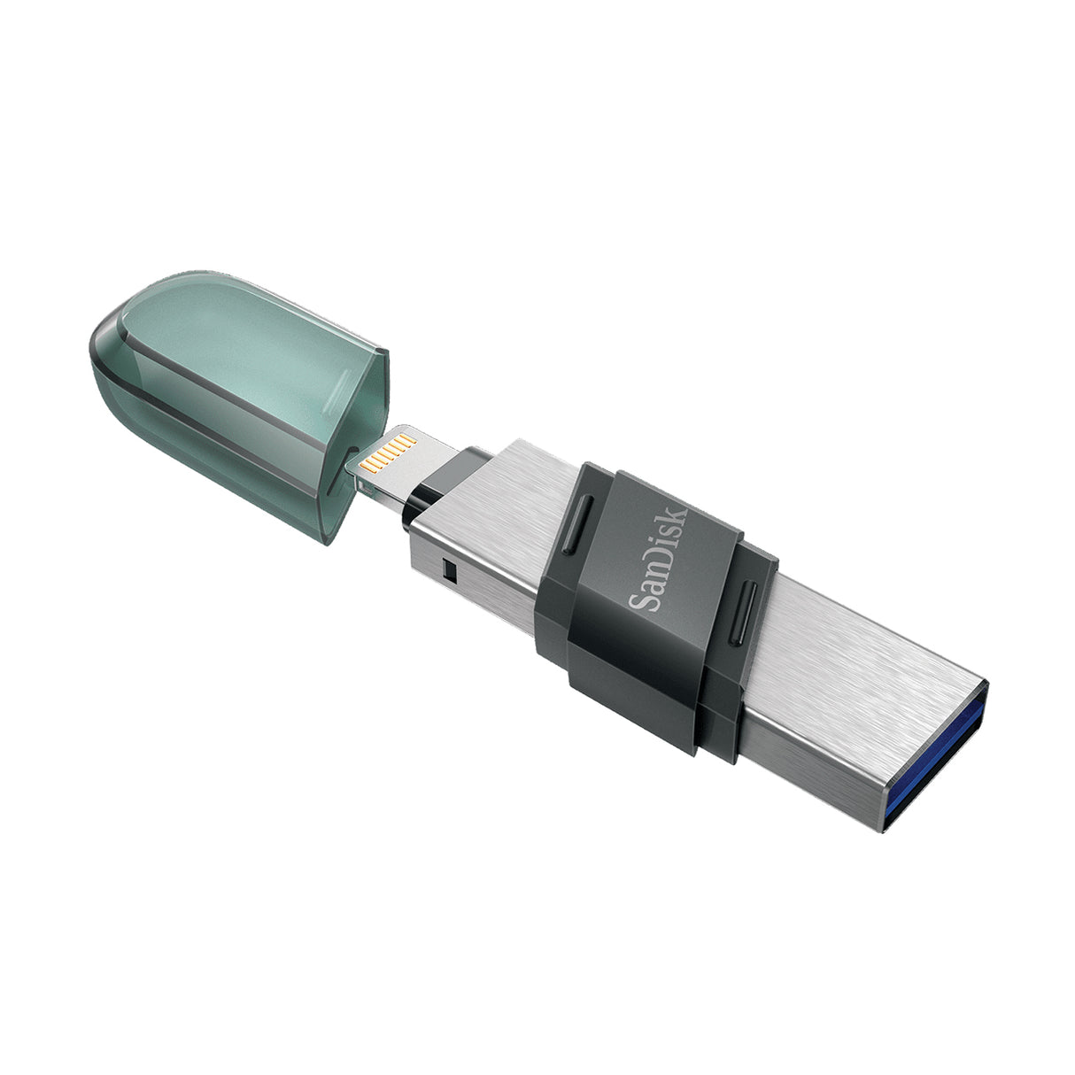 SanDisk iXpand Flash Drive Flip unidad flash USB 128 GB USB Type-A / Lightning 3.2 Gen 1 (3.1 Gen 1) Gris, Plata, Transp