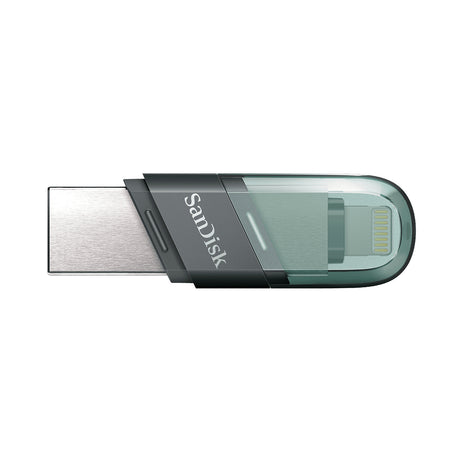 SanDisk iXpand Flash Drive Flip unidad flash USB 128 GB USB Type-A / Lightning 3.2 Gen 1 (3.1 Gen 1) Gris, Plata, Transp