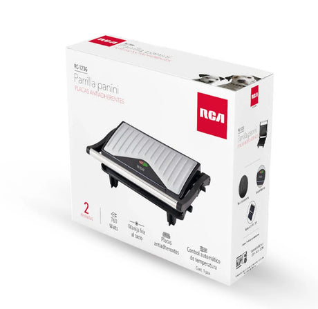 RCA RC-123G parrilla eléctrica de contacto, Negro, Plata, Rectangular | Parrillas eléctricas de contacto